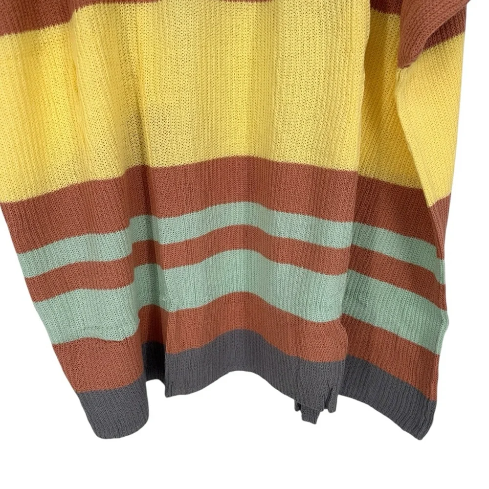 Umgee Color Block Open Front Longline Cardigan size Medium NWT Tan Yellow